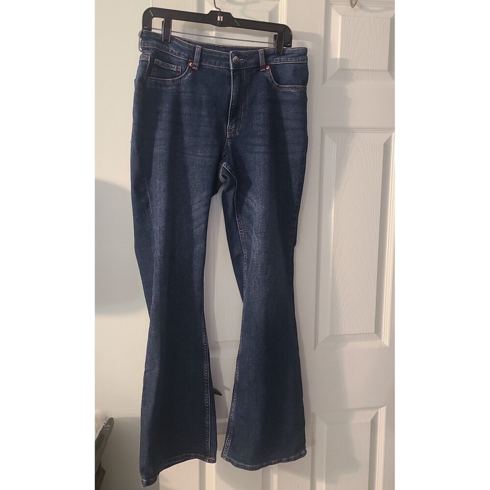 H&M Women's Flare Dark Wash Jeans High Waist, Size 12